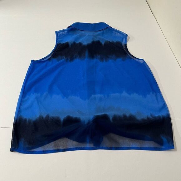 I•N•C Blue With Black Stripes Sleeveless Shirt  Womens Size M - Picture 2 of 4